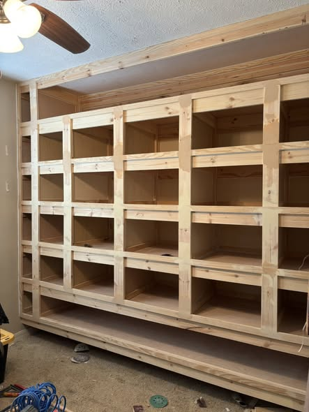 Custom built garage storage shelving